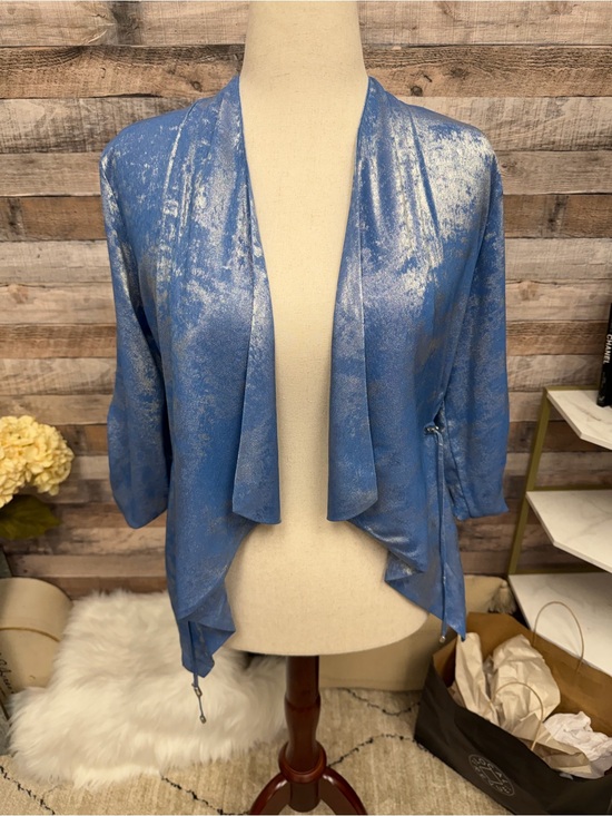 Colleen Lopez Jackets & Blazers - Blue Colleen Lopez Jacquard Satin Kimono Jacket XS
